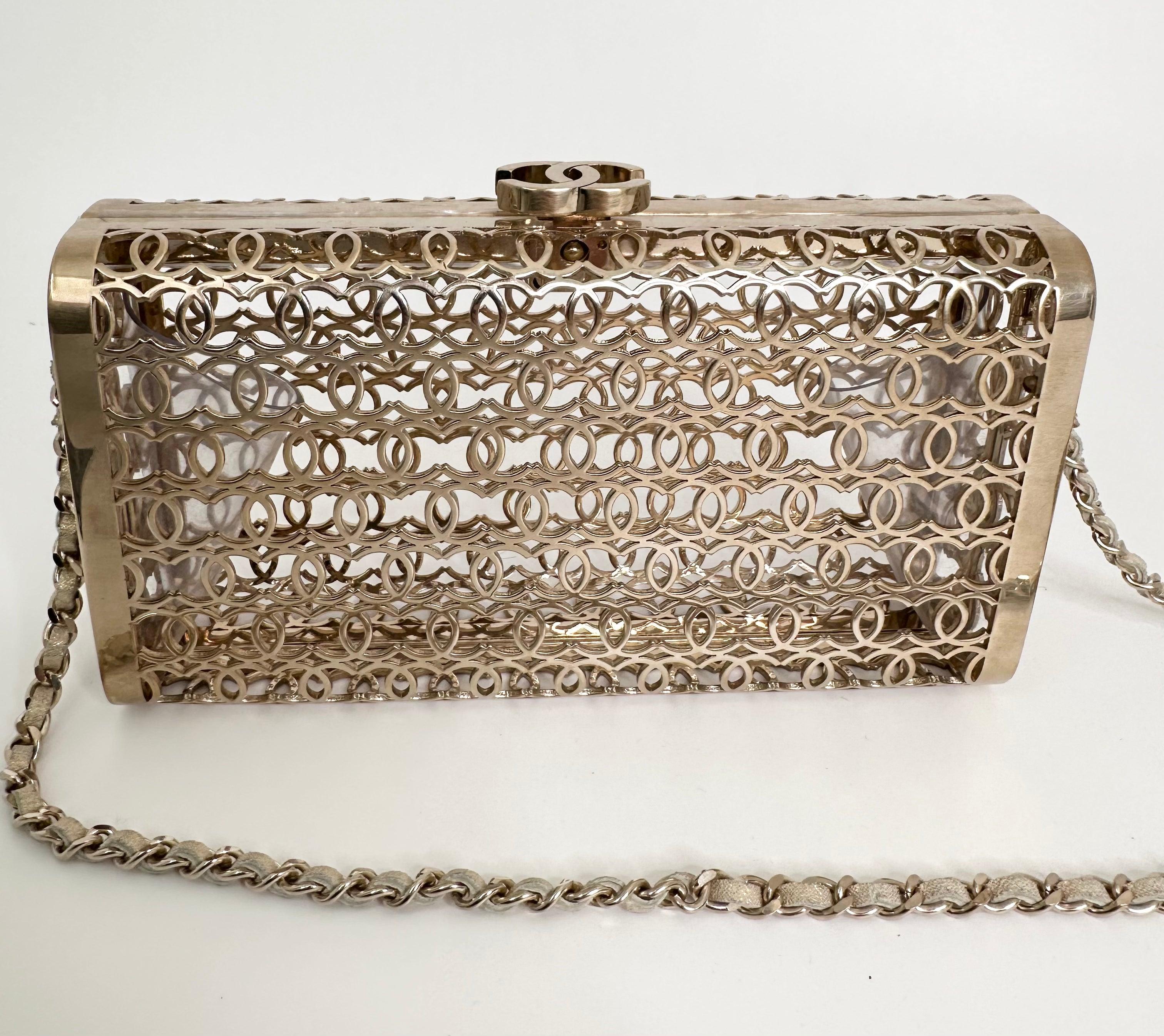 Chanel 2015 CC Moucharabieh Minaudiere Bag For Sale 2