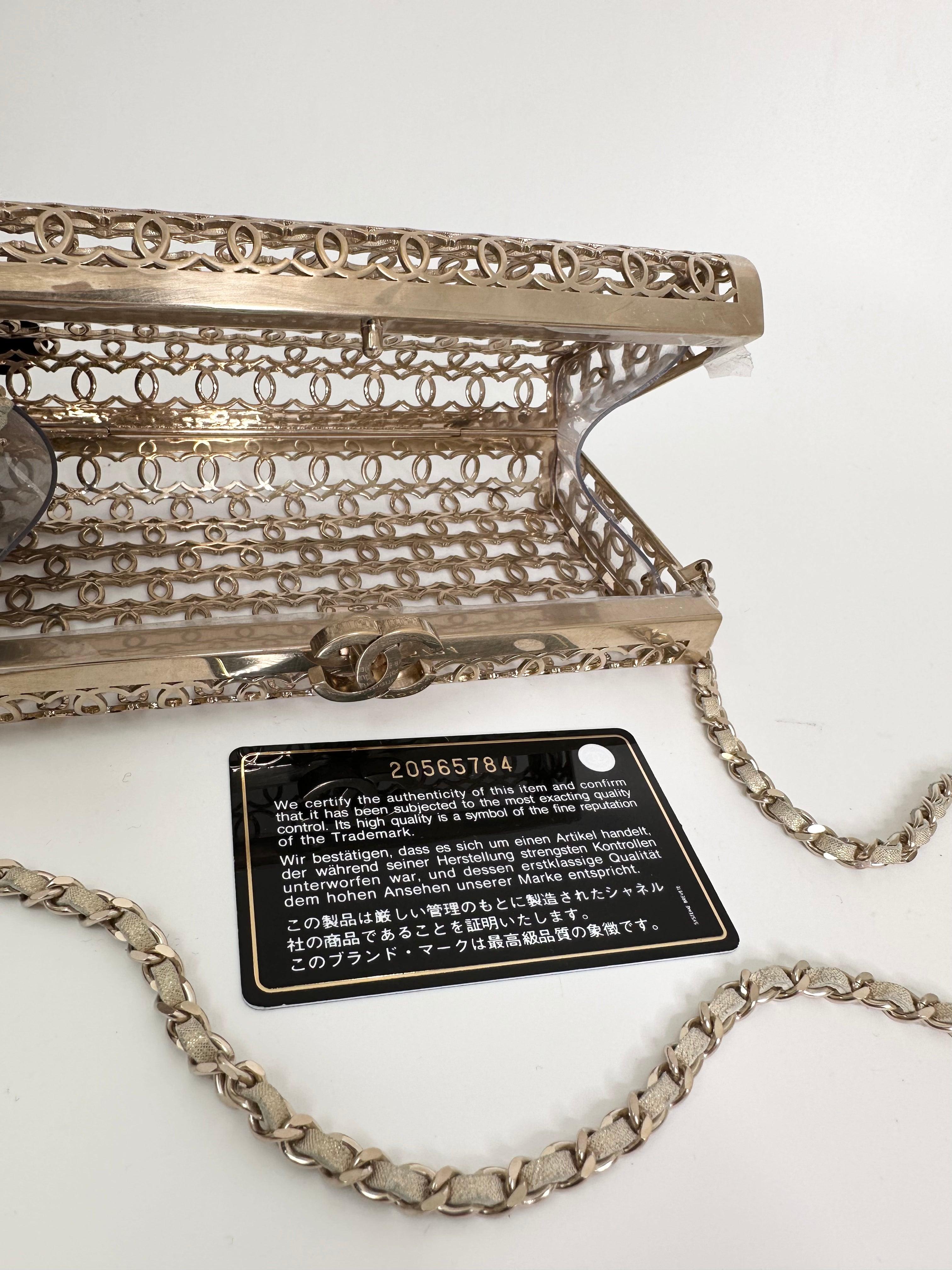 Chanel 2015 CC Moucharabieh Minaudiere Bag For Sale 4