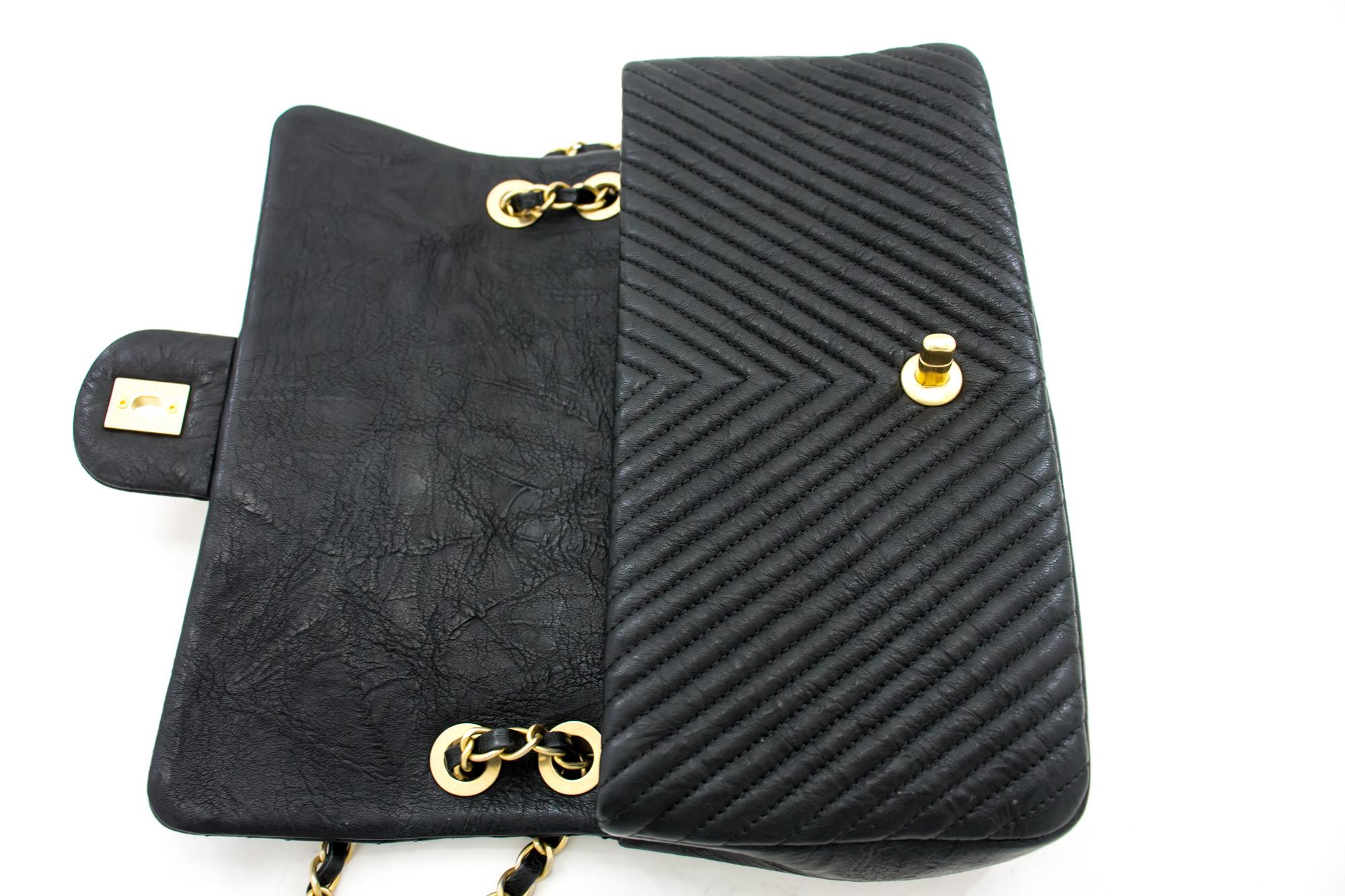 Chanel 2015 Chevron V-Stitch Leather Chain Flap Shoulder Bag 5