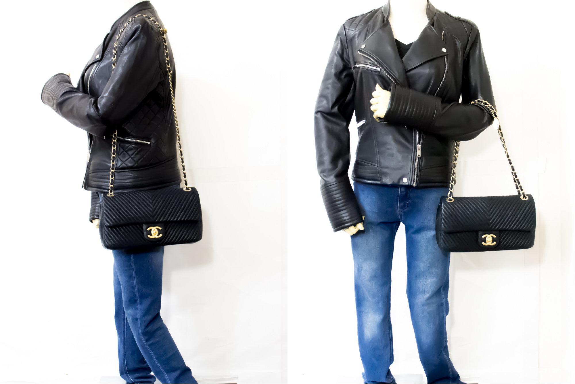 Chanel 2015 Chevron V-Stitch Leather Chain Flap Shoulder Bag 6