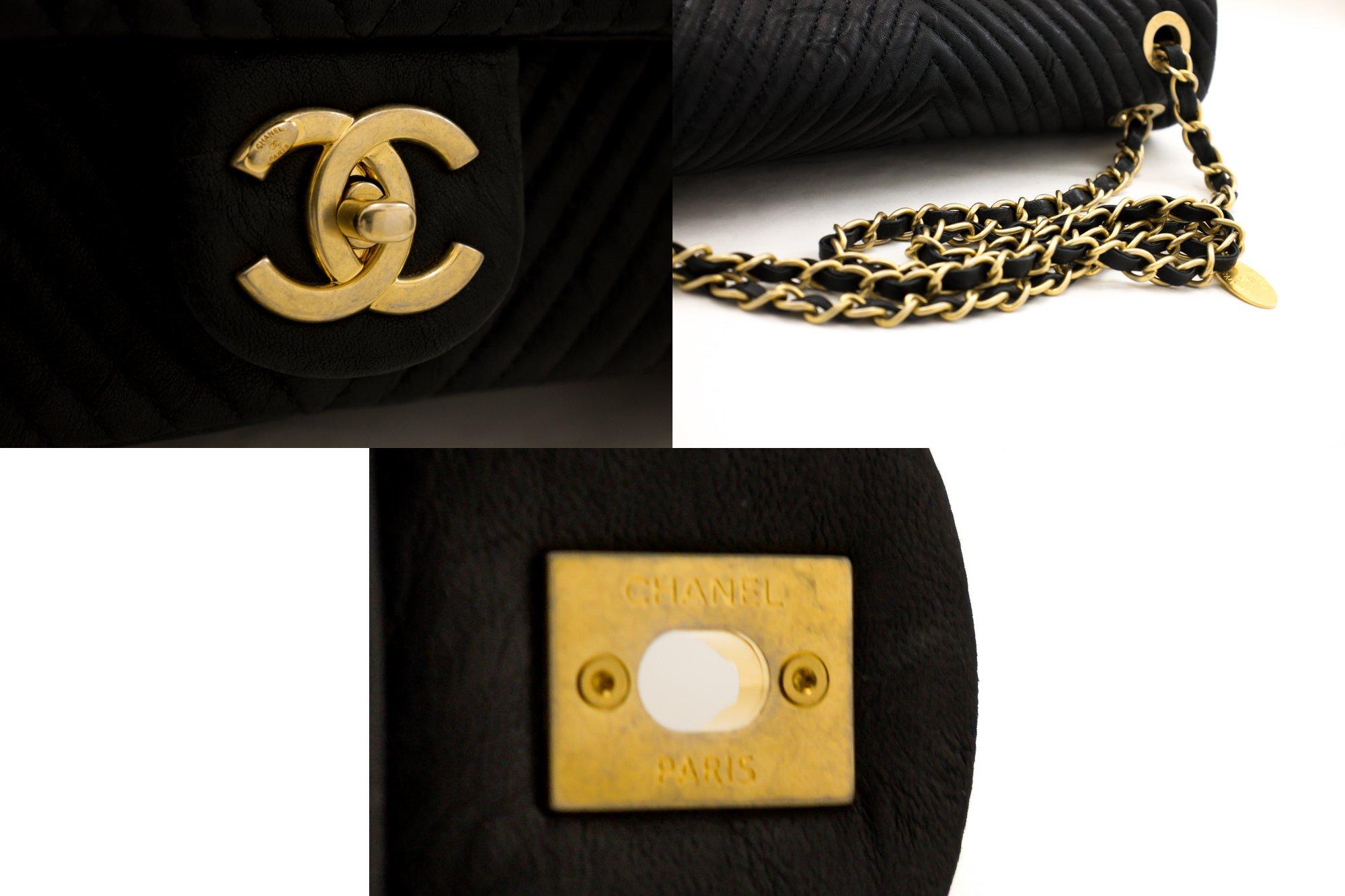 Chanel 2015 Chevron V-Stitch Leather Chain Flap Shoulder Bag 2