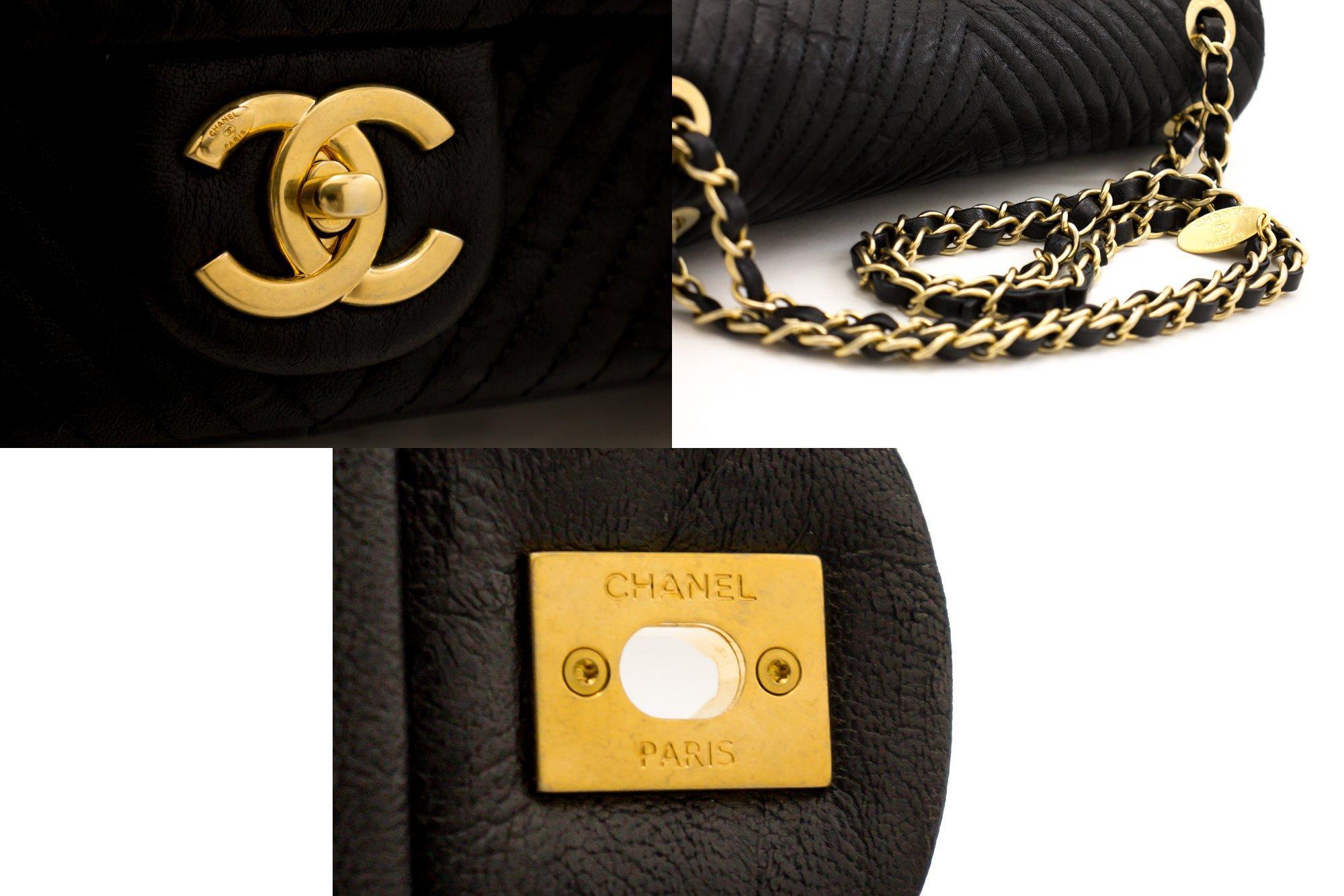 Chanel 2015 Chevron V-Stitch Leather Chain Flap Shoulder Bag For Sale 3