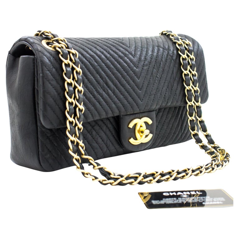 Chanel Chevron Black Flap - 34 For Sale on 1stDibs