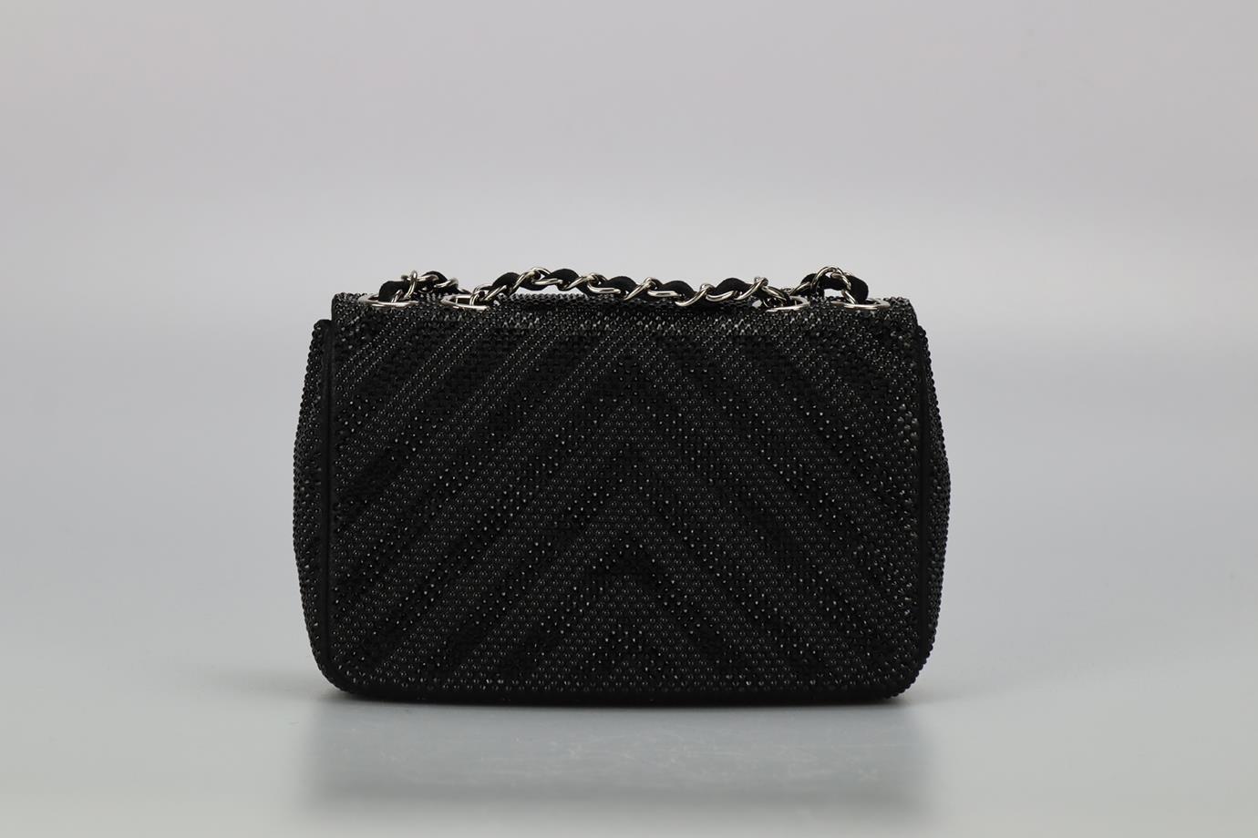 Women's Chanel 2015 Classic Mini Rectangle Flap Strass Embellished Shoulder Bag For Sale