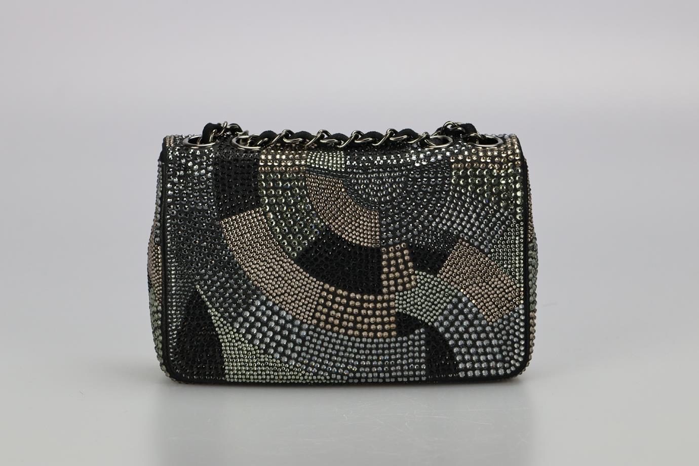 Chanel 2015 Classic Mini Rectangle Flap Strass Embellished Shoulder Bag In Excellent Condition In London, GB