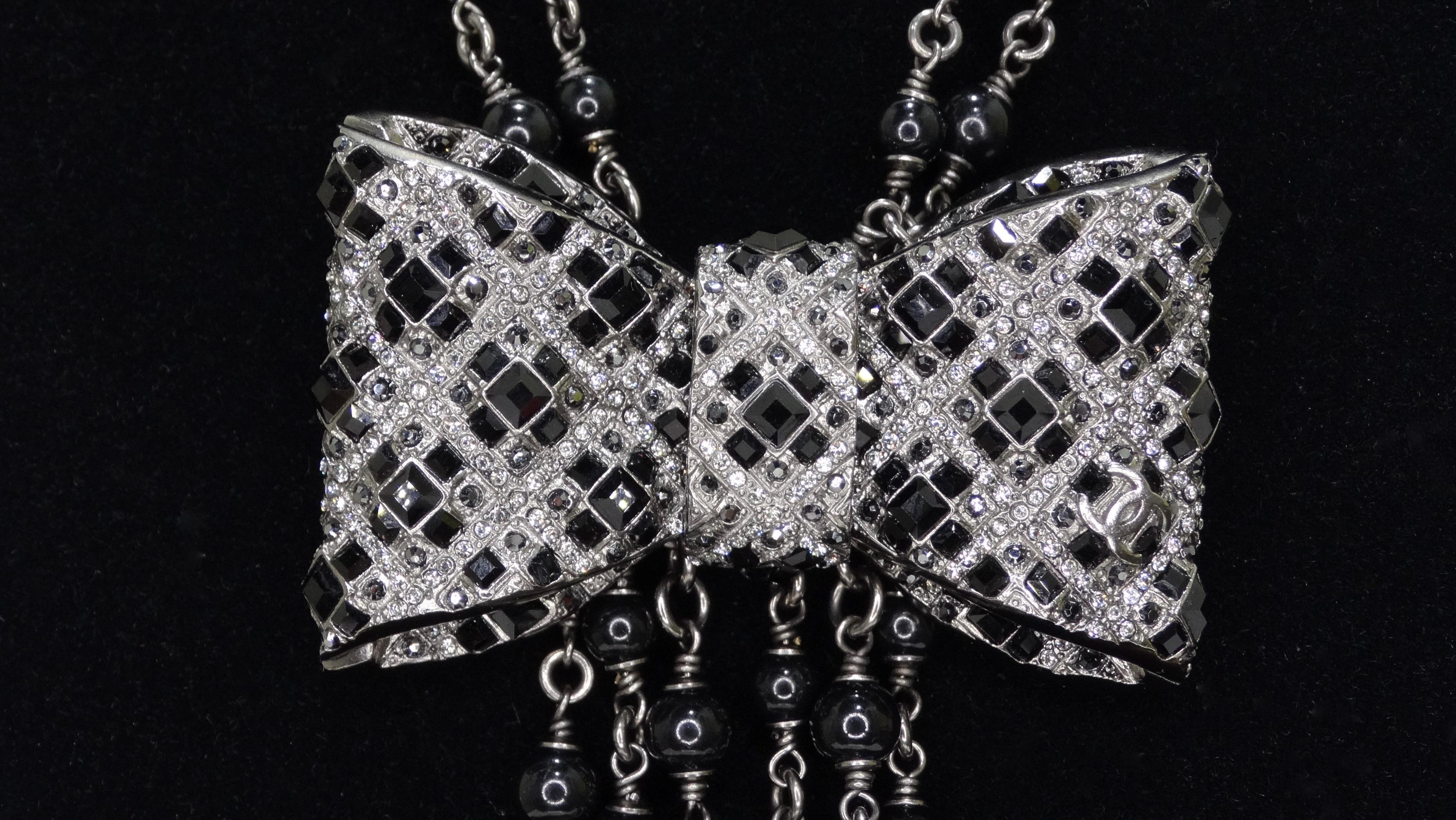 Chanel 2015 Crystal Bow Tie Necklace In Excellent Condition In Scottsdale, AZ