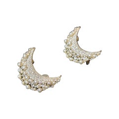 Chanel 2015 crystal pearl ear cuffs earrings