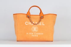 Chanel 2015 Deauville Medium Canvas And Leather Tote Bag
