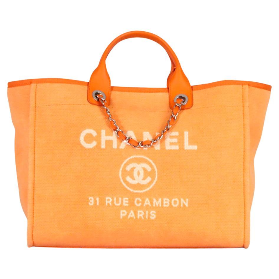 Chanel 2015 Deauville Medium Canvas And Leather Tote Bag For Sale