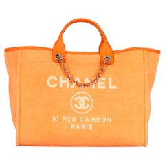 Chanel 2015 Deauville Medium Canvas And Leather Tote Bag