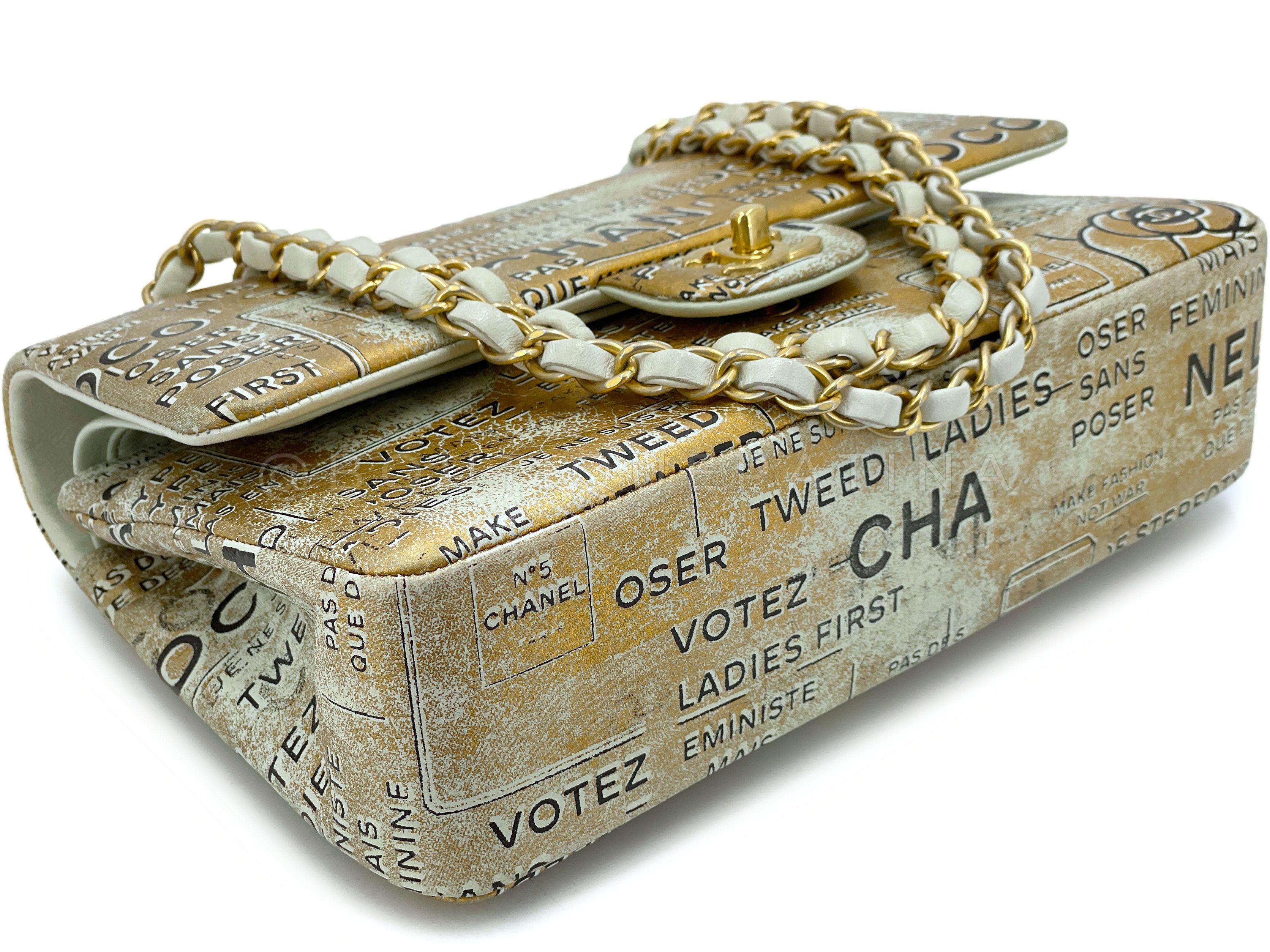 Chanel 2015 Graffiti Newspaper Medium Classic Double Flap Bag GHW Gold 66794 For Sale 3