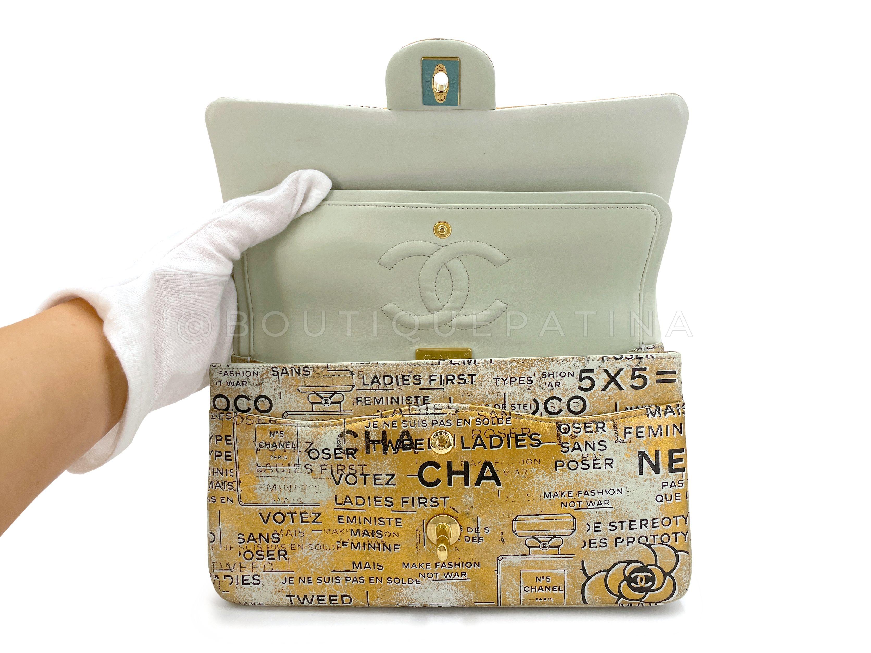 Chanel 2015 Graffiti Newspaper Medium Classic Double Flap Bag GHW Gold 66794 For Sale 5