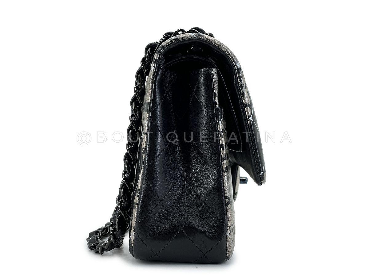 Women's Chanel 2015 Graffiti Newspaper Medium Classic Double Flap Bag So Black 67856 For Sale