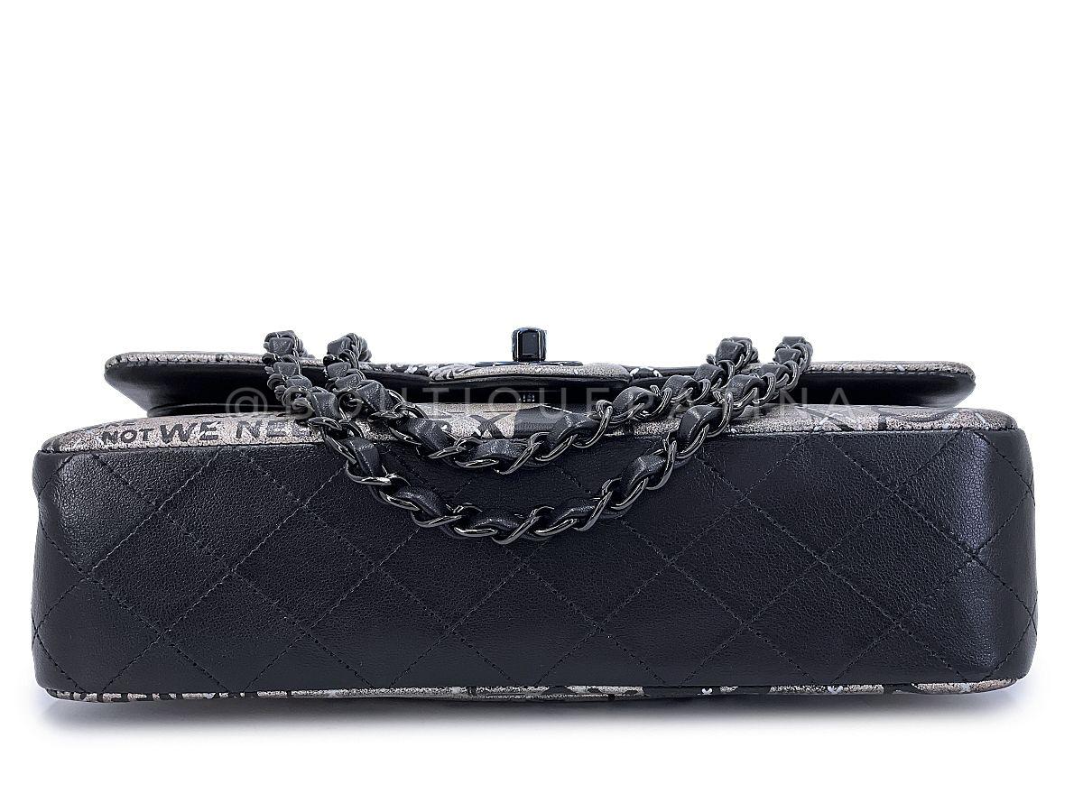 Chanel 2015 Graffiti Newspaper Medium Classic Double Flap Bag So Black 67856 For Sale 2
