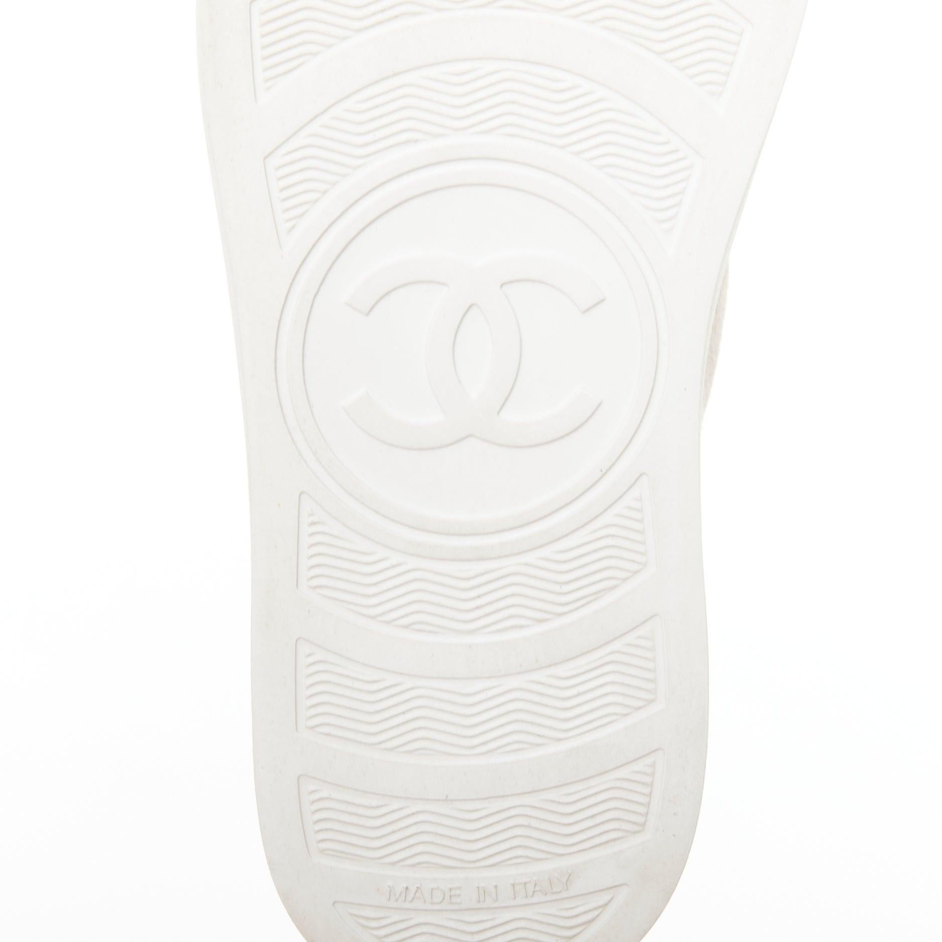 CHANEL 2015 grey mesh CC logo cream suede panelled sneakers EU36.5 For Sale 5