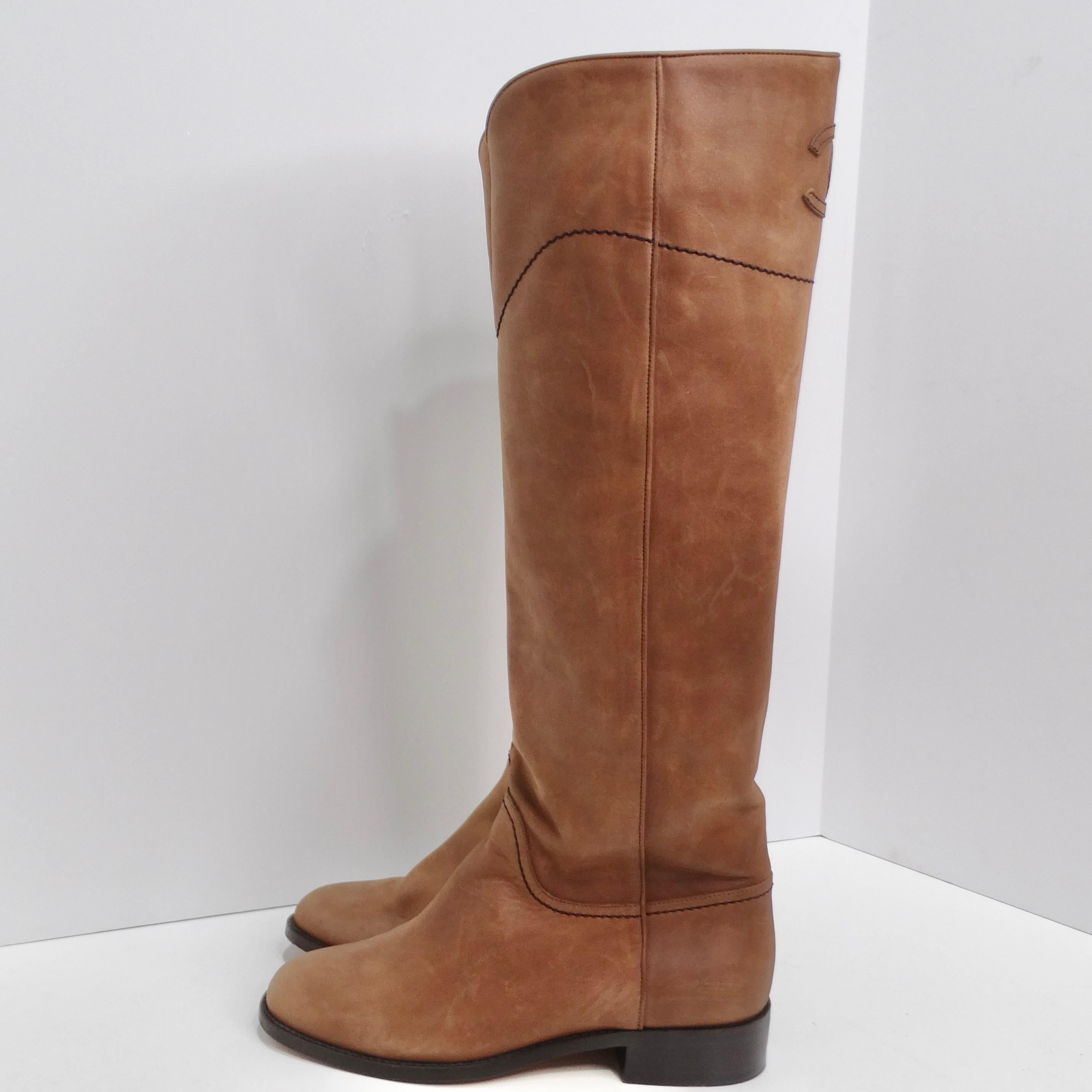 Chanel 2015 Interlocking CC Logo Riding Boots In Good Condition For Sale In Scottsdale, AZ