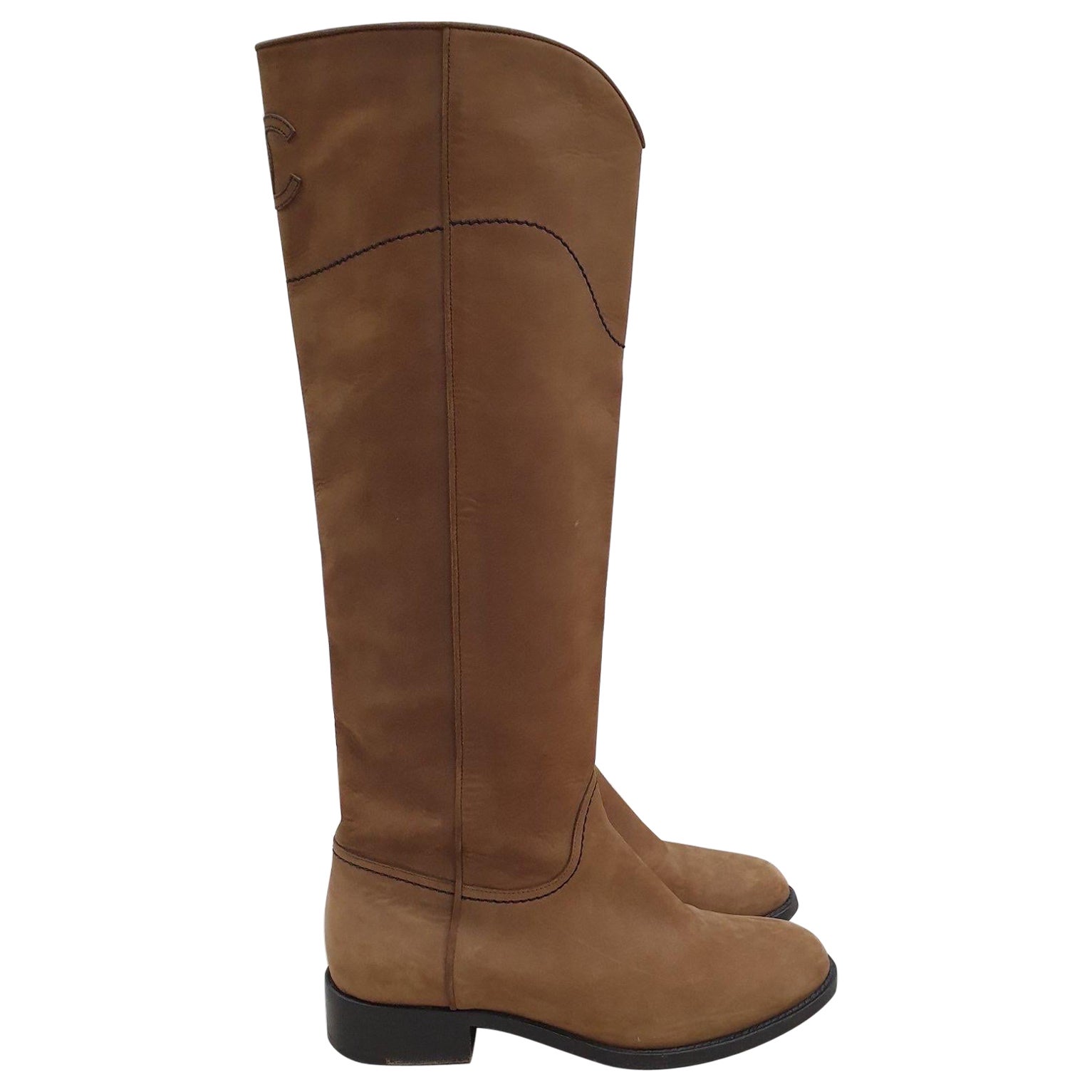 Chanel 2015 Interlocking CC Logo Riding Boots
