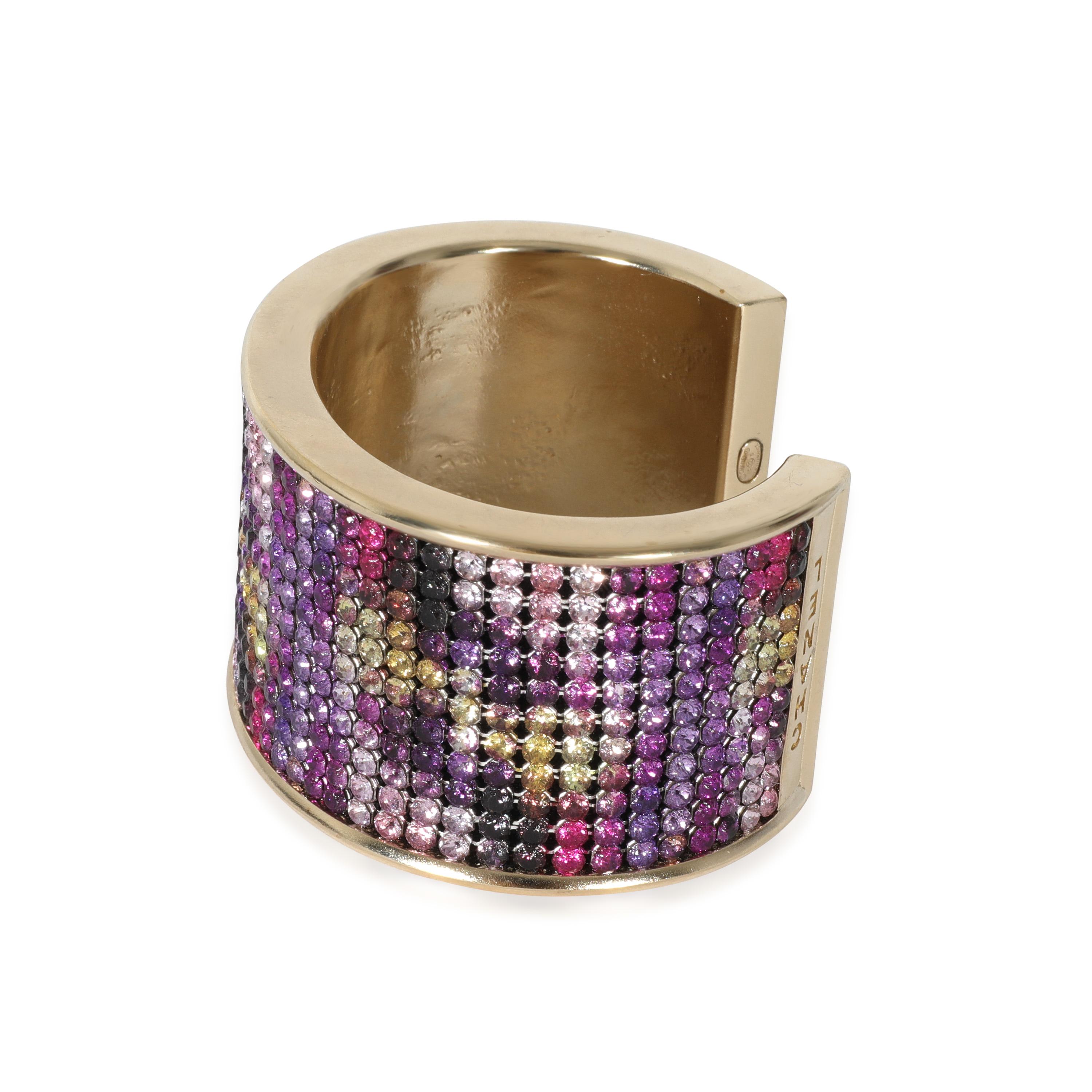 Women's or Men's Chanel 2015 Multi-Color Strass Wide Gold Plated Cuff Bracelet For Sale