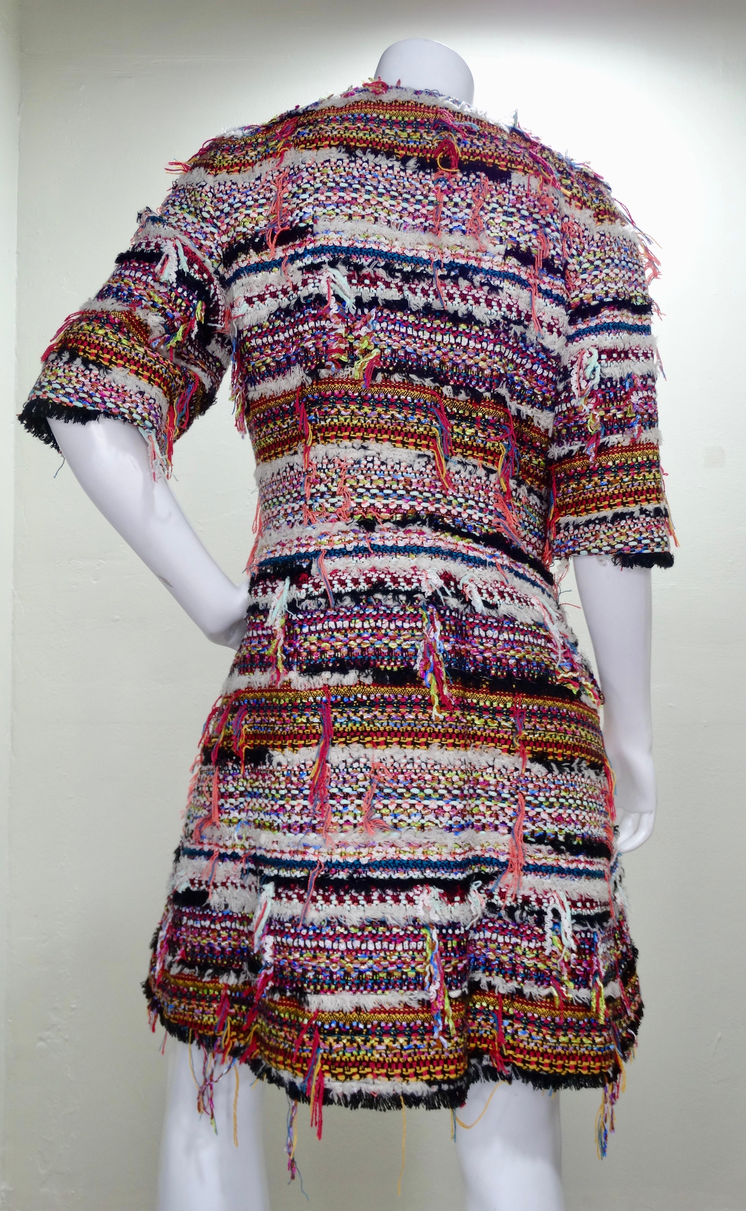 Women's or Men's Chanel 2015 Multi-Colored Tweed Peacoat