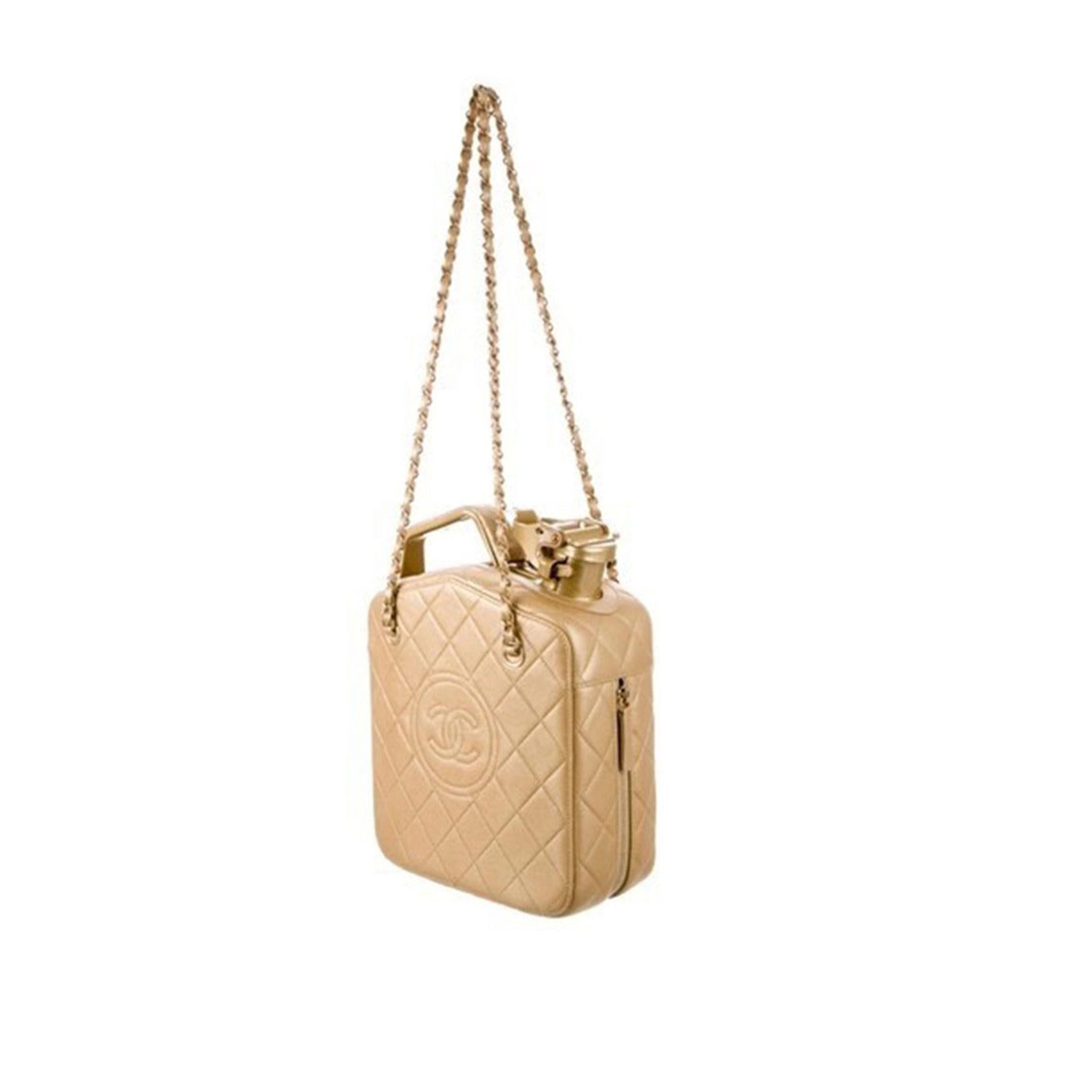 Beige Chanel 2015 Paris Dubai Night Gas Tank Jerry Can Statement Bag Collector's Item For Sale