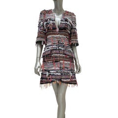 Chanel 2015 Paris-Dubai Pink Frayed Tweed Short Sleeve Jacket FR 38