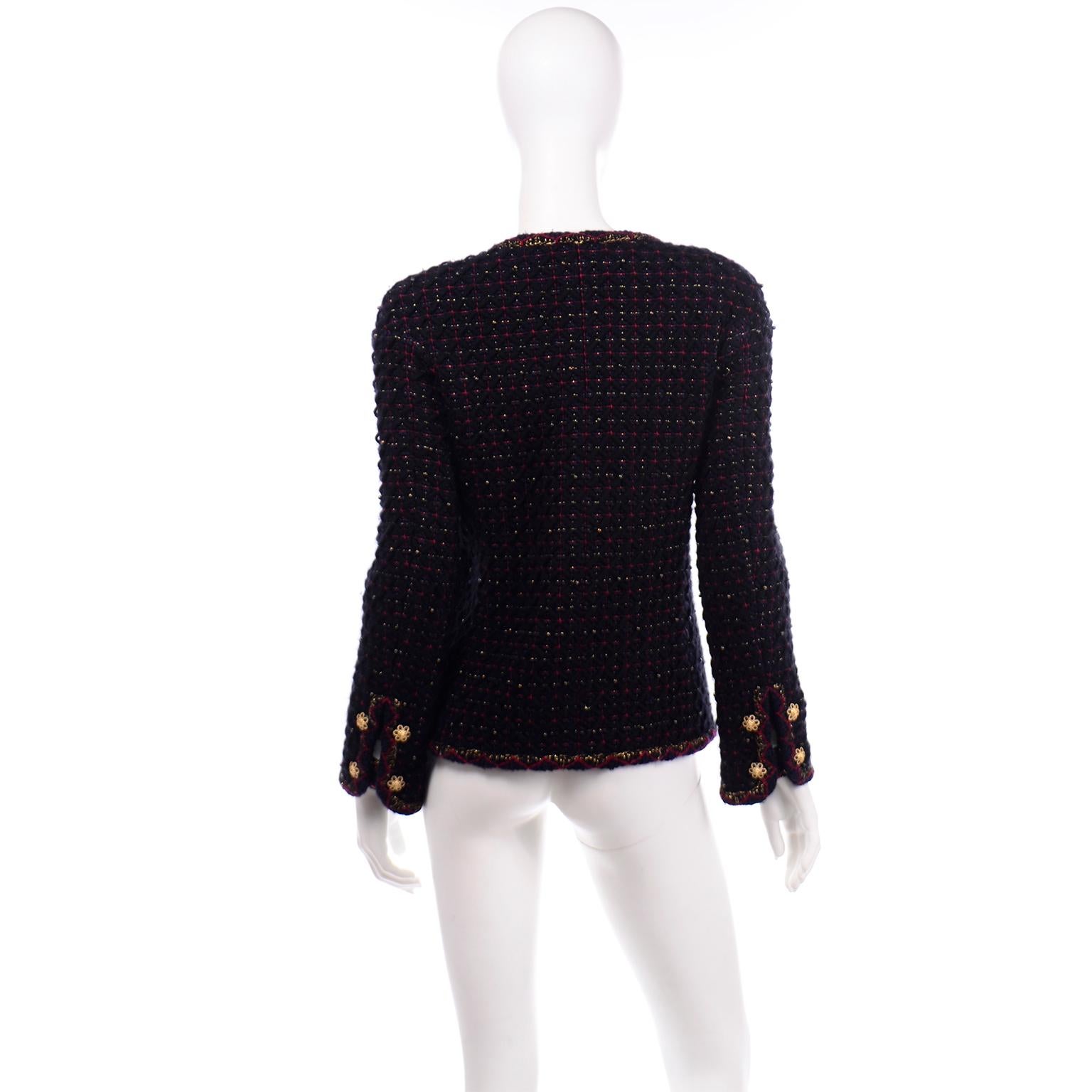 Black Chanel 2015 Paris Salzburg Collection $14250 Tweed Documented Runway Jacket