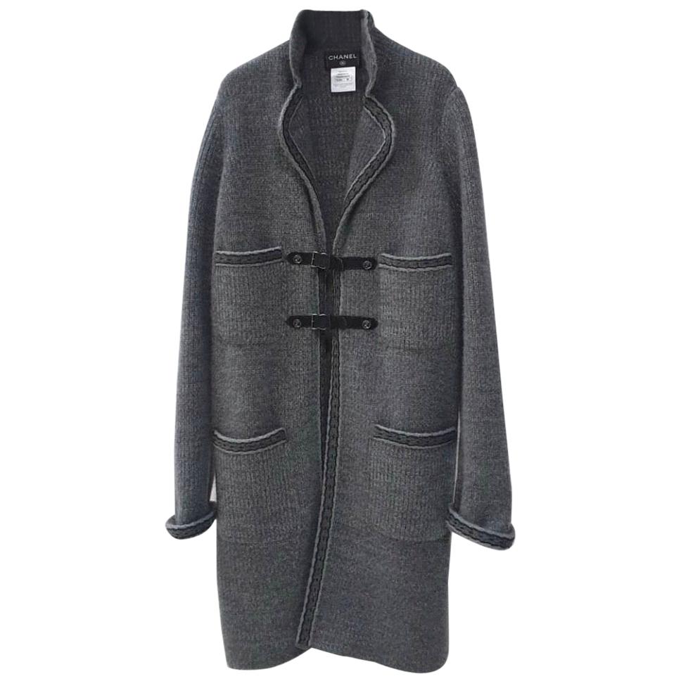 Chanel 2015 Paris-Salzburg Grey Cashmere Coat 