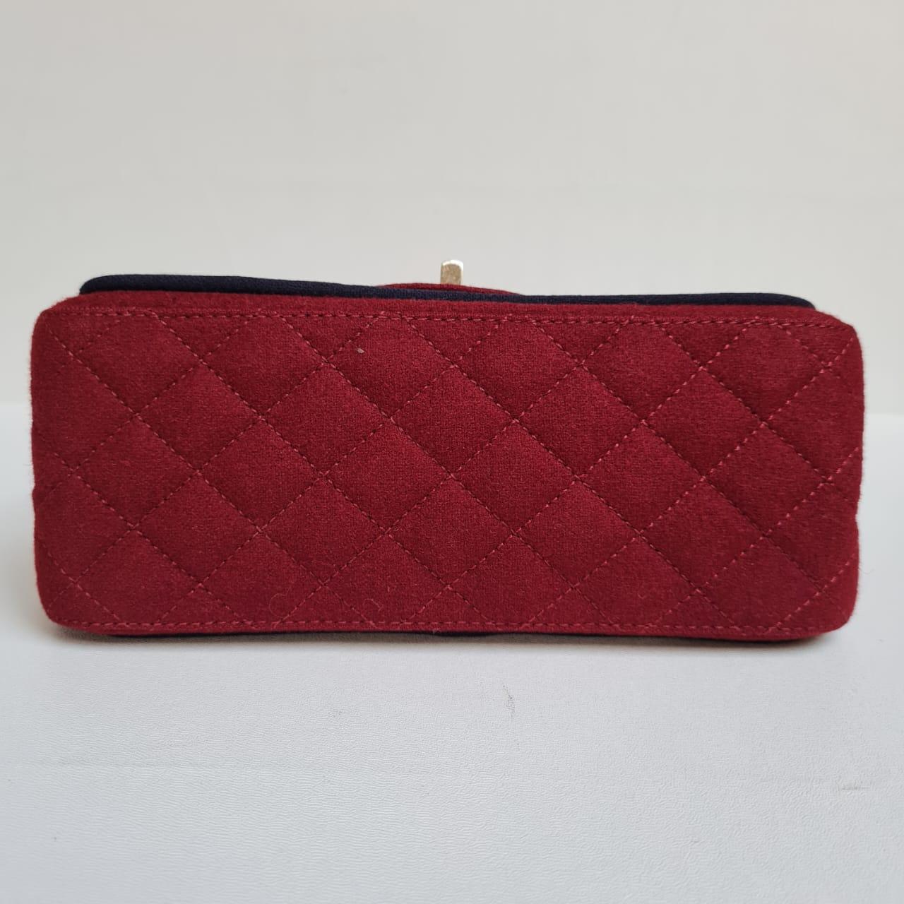 Chanel 2015 Red Edelweiss Reissue Wool Flap Bag For Sale 7