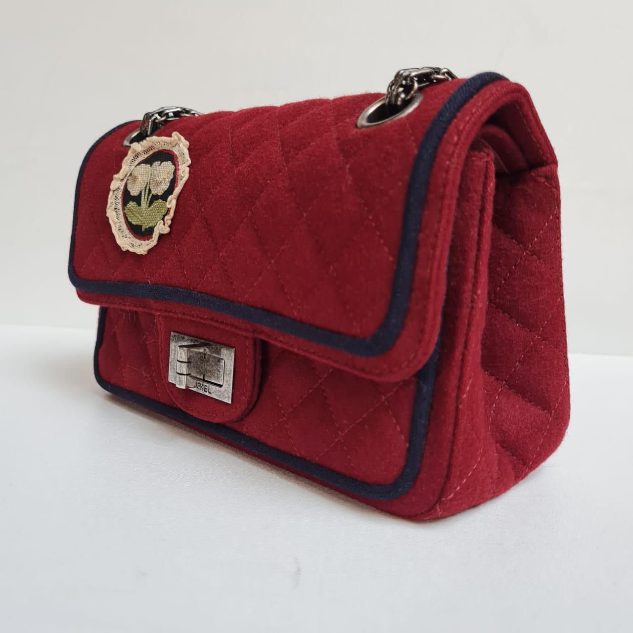 Chanel 2015 Red Edelweiss Reissue Wool Flap Bag For Sale 10