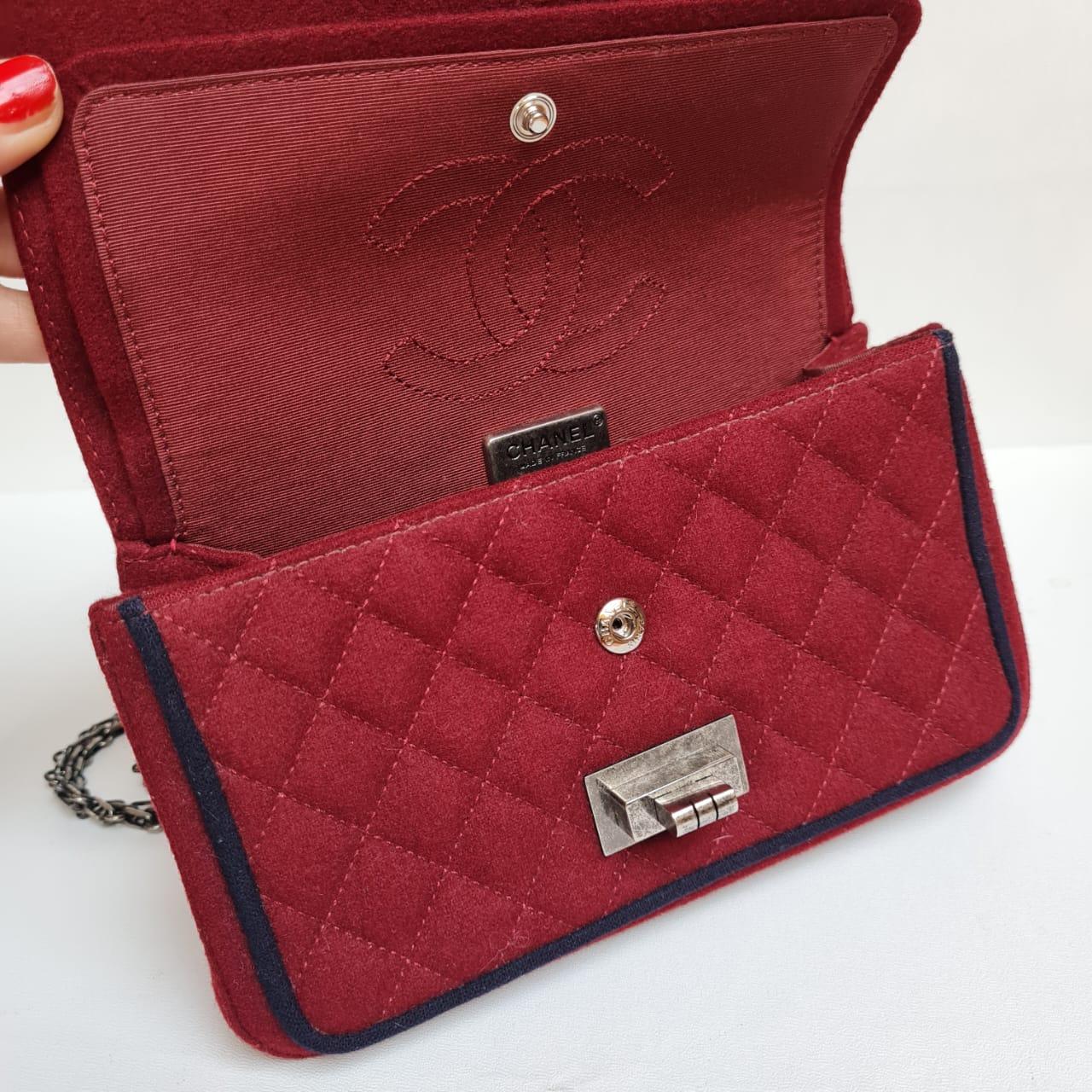Chanel 2015 Red Edelweiss Reissue Wool Flap Bag For Sale 12