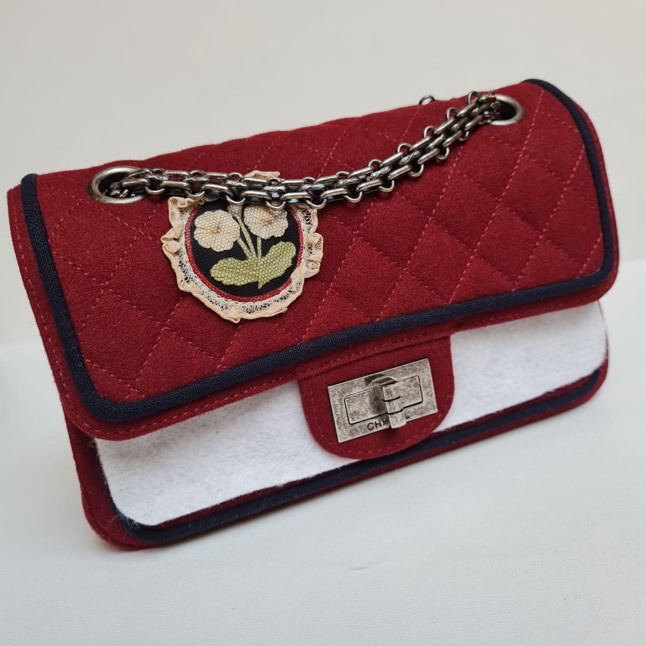 Chanel 2015 Red Edelweiss Reissue Wool Flap Bag For Sale 15