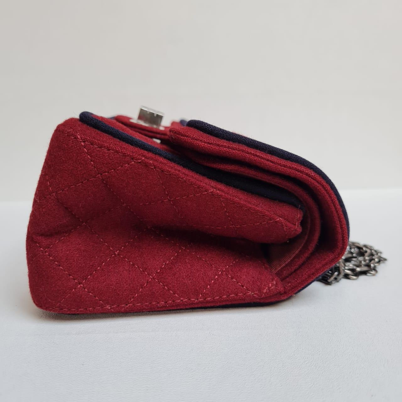 Chanel 2015 Red Edelweiss Reissue Wool Flap Bag For Sale 4