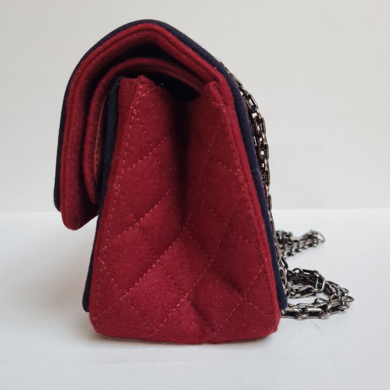 Chanel 2015 Red Edelweiss Reissue Wool Flap Bag For Sale 5