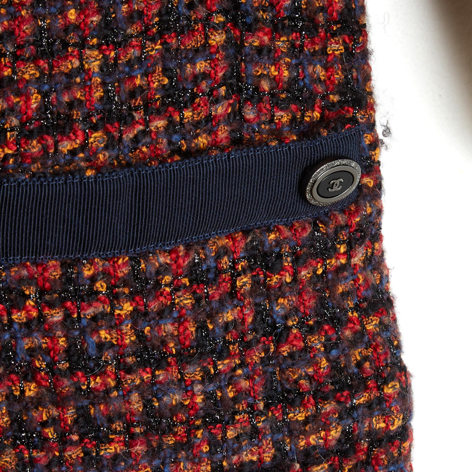 Chanel 2015 Vestido Brasserie Gabrielle FR34 36 Borgoña Lana Tweed Vestido UK6 US4 Negro en venta