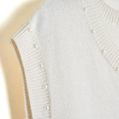 Chanel 2015 Robe Cachemire FR44 Ecru Cashmere and Pearls Dress UK16 US14