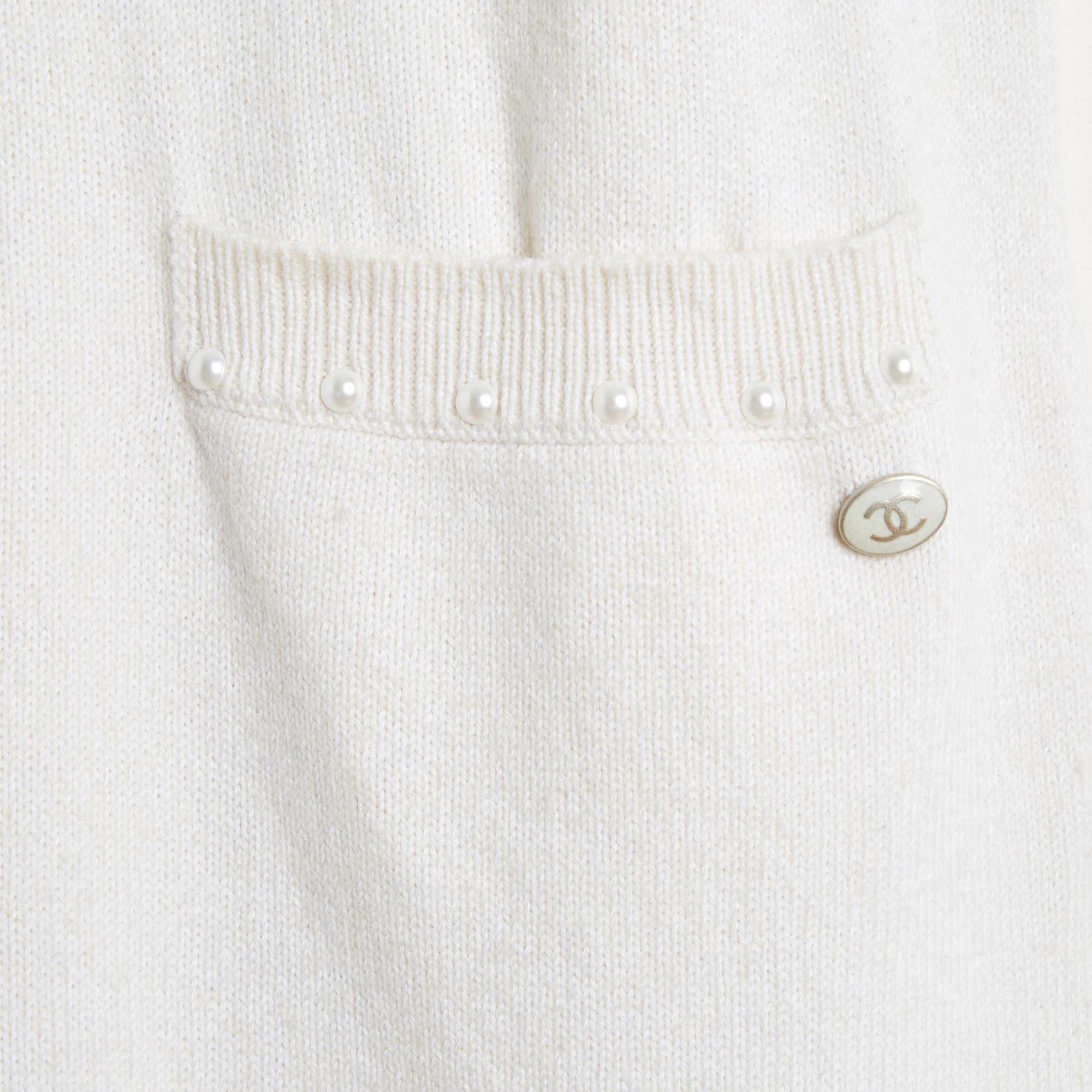 Chanel 2015 Robe Cachemire FR44 Ecru Cashmere and Pearls Dress UK16 US14 Pour femmes en vente