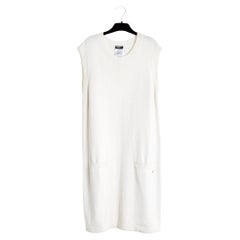 Chanel 2015 Robe Cachemire FR44 Ecru Cashmere and Pearls Dress UK16 US14
