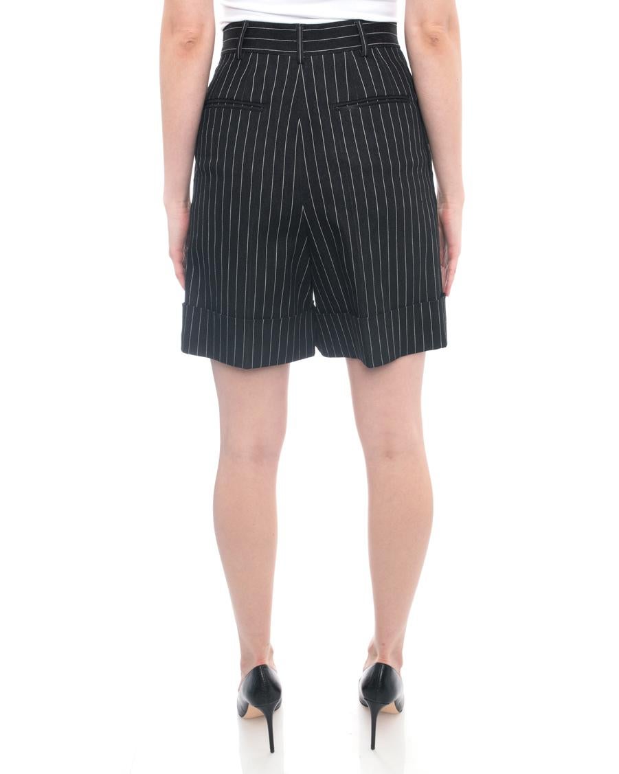 Chanel 2015 Spring Runway Grey Pinstripe High Waist Shorts - 36 In Excellent Condition In Toronto, ON