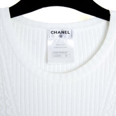 Chanel 2015 Top Maille Blanc FR42 White Cotton Knit Top Tank UK14 US12 Pristine