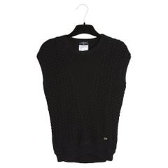 Chanel 2015 Top Maille Noir FR36 Black Cotton Knit Top UK8 US6 Pristine