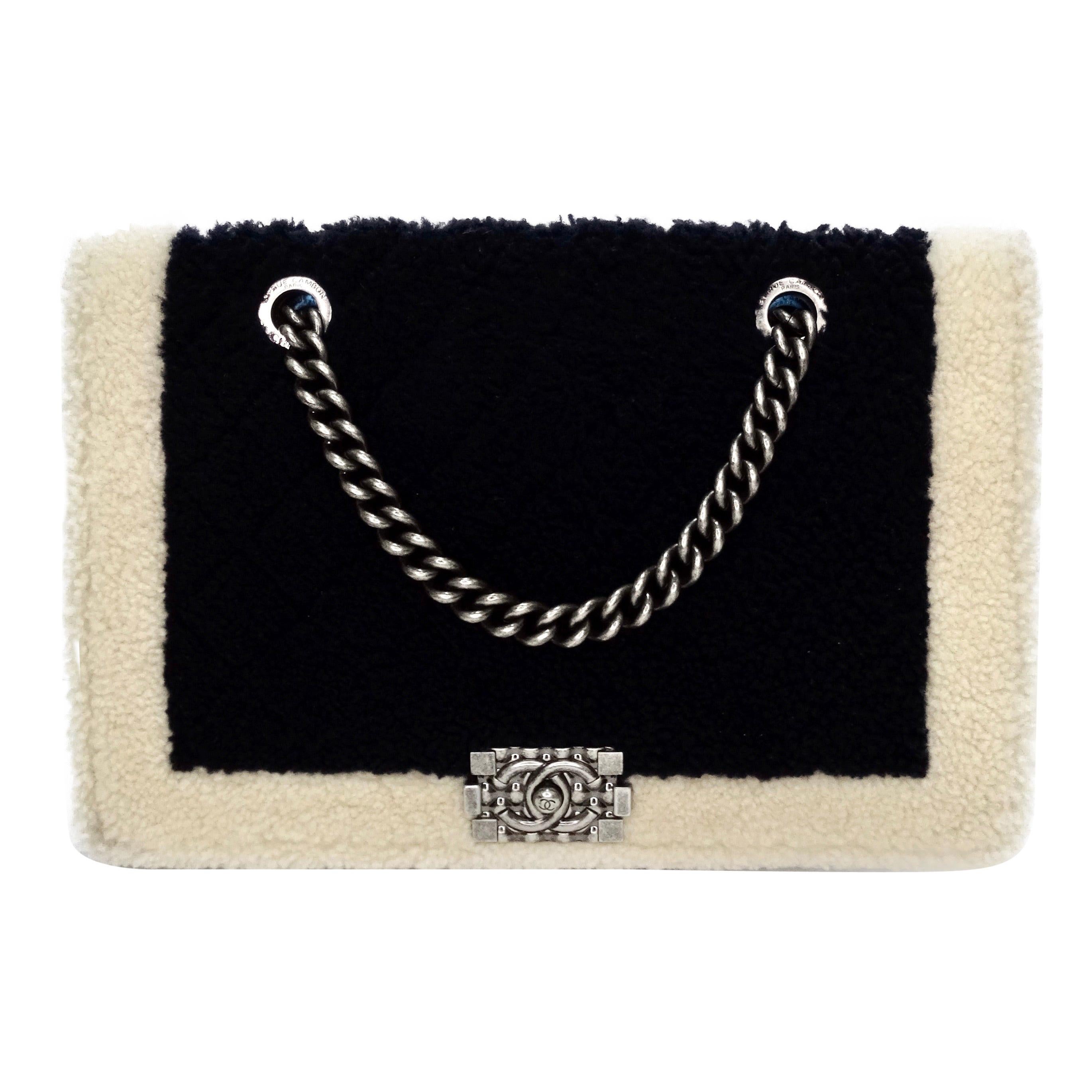 Chanel 2015 Two-Tone Shearling Boy Bag