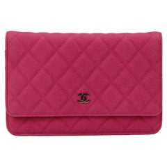 Chanel 2015 Wallet On Chain Quilted Matte Caviar Leather Shoulder Bag