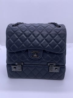 Chanel 2016 Airlines Cockpit Flap Bag Black Quilted Lambskin Black HW