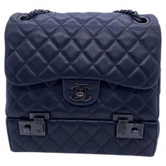 Chanel 2016 Airlines Cockpit Flap Bag Black Quilted Lambskin Black HW