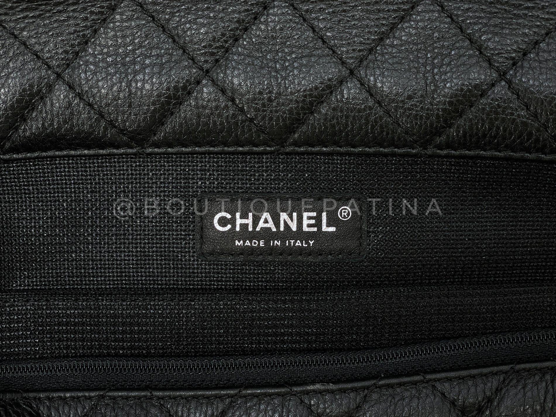 Chanel 2016 Black Grained Calfskin Airlines XXL Flap Bag 68161 For Sale 8