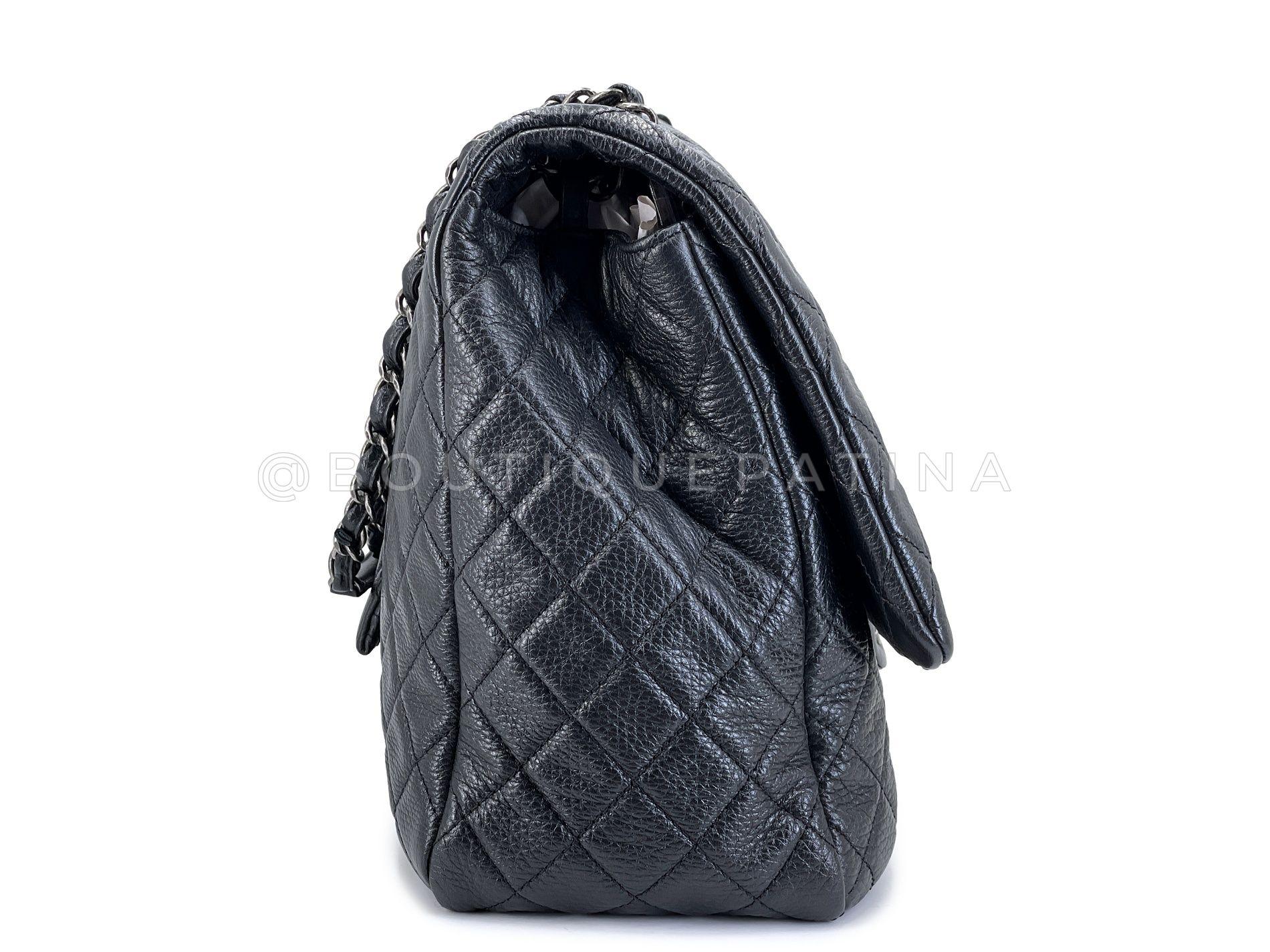 Women's Chanel 2016 Black Grained Calfskin Airlines XXL Flap Bag 68161 For Sale