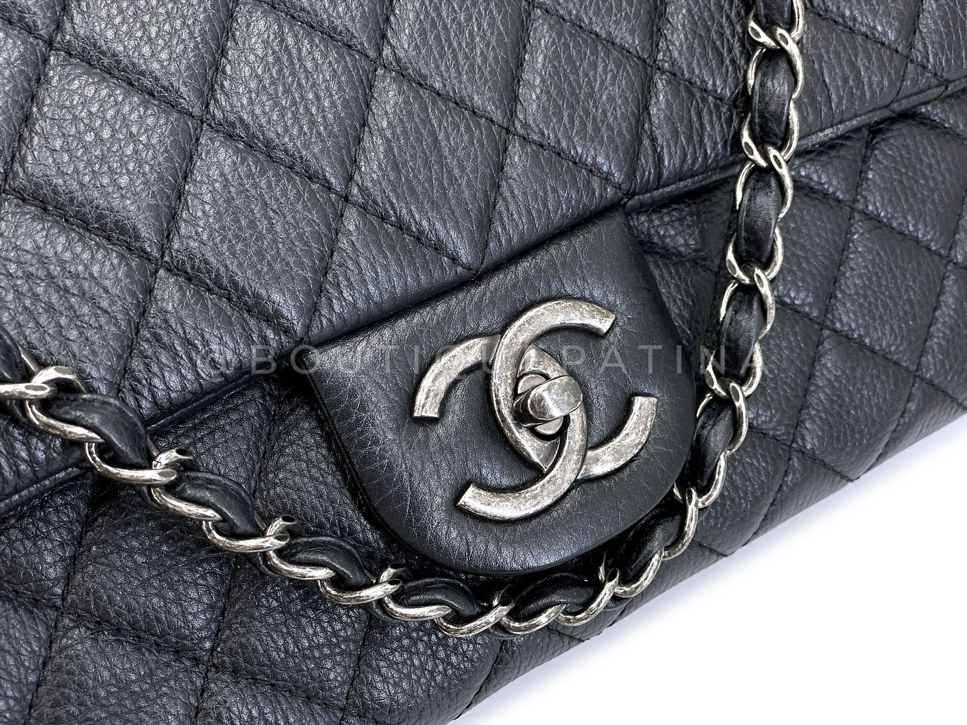 Chanel 2016 Black Grained Calfskin Airlines XXL Flap Bag 68161 For Sale 4