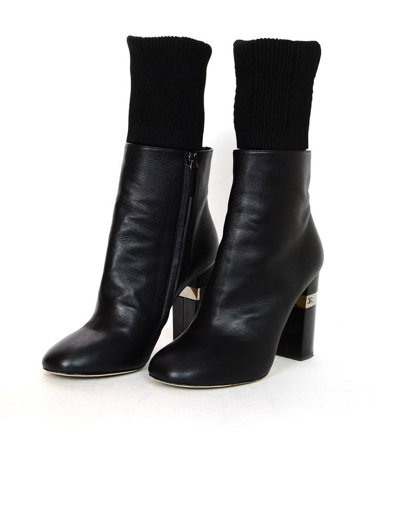 Leather boots Chanel Black size 10 US in Leather - 27475826