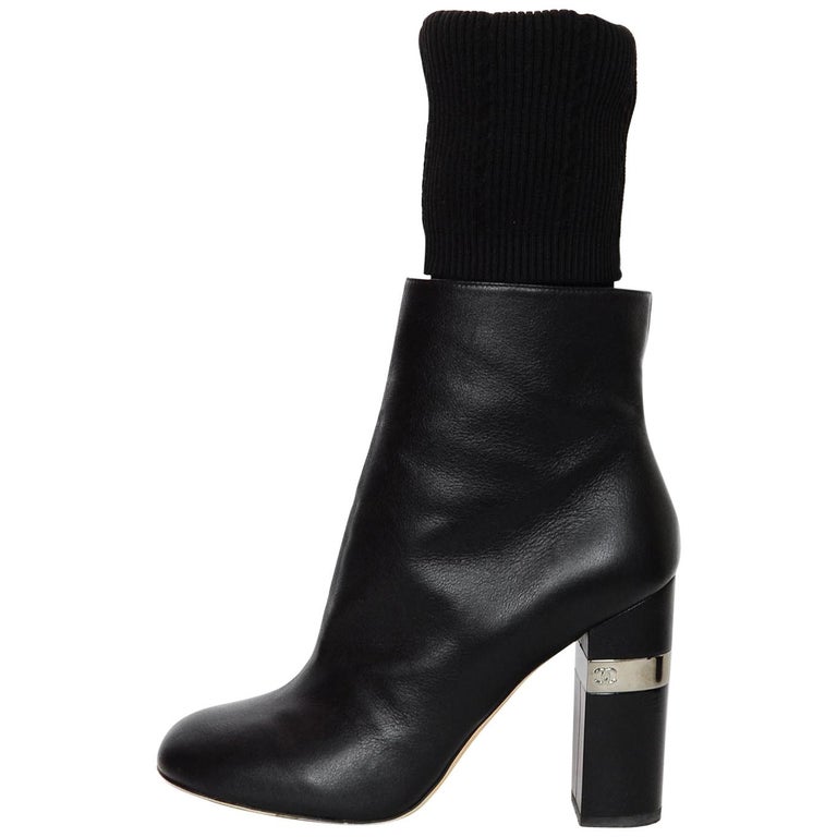 chanel sock boots black