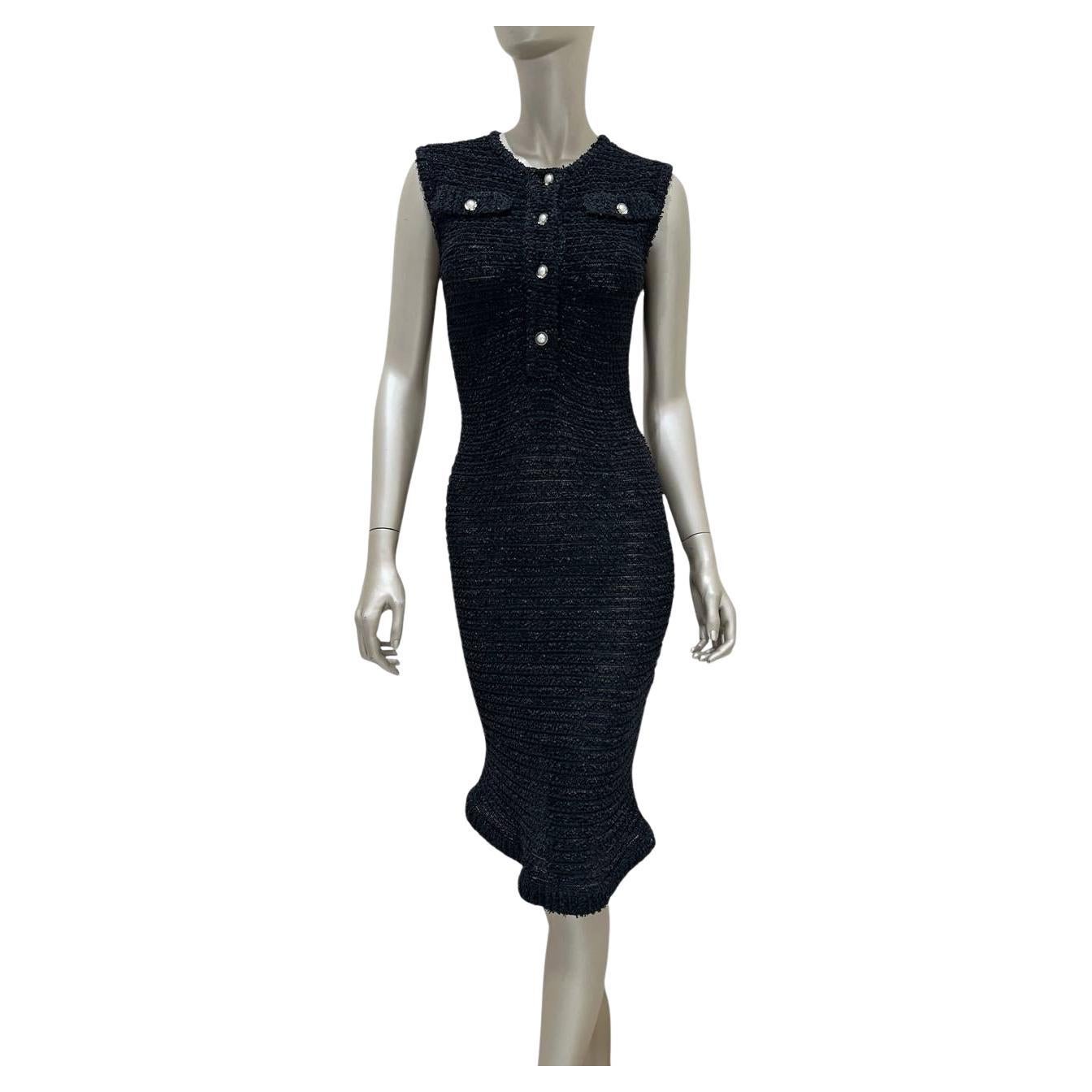 Chanel 2016 Black Nylon Shift Dress Sz. 38